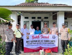 Dukung Pemilu 2024 Kondusif, Satbinmas Polres Way Kanan Gelar Bansos dan Baksos di HUT Satpam ke-43