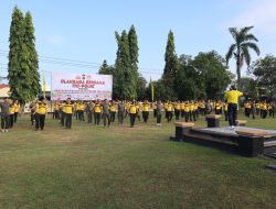 Peringati Hari Bhayangkara Ke 78, Polres Way Kanan Gelar Olahraga Bersama Dengan TNI
