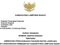 Pemkab Lampung Barat Terbitkan SE PDH Batik Lampung ASN dan non ASN hingga Aparatur pekon