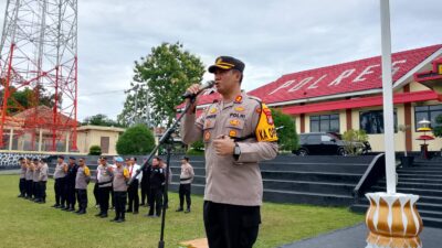 Kapolres Way Kanan Berikan Motivasi dan Apresiasi Personel BKO Brimob Polda Lampung Pasca Pengamanan Pilkada 2024