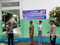 Sat Lantas Polres Lampung Barat Melaksanakan  kegiatan Pemasangan Banner Himbauan untuk Penyuluhan Lalu Lintas di sekolah
