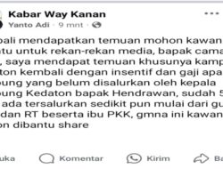Kepala Kampung Kedaton Klarifikasi Isu Gaji Insentif yang  di Media Sosial