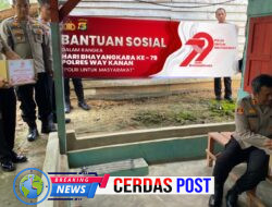 *Jelang Hari Bhayangkara Ke-79, Kapolres Way Kanan dan PJU Gelar Bansos Bagikan Paket Sembako*