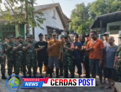 Anggota Koramil 07/Pondok Aren Gelar Karya Bhakti Bersama Warga Bersihkan Gorong-Gorong