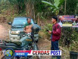 Banner Imbauan Karhutla Terpasang di Setiap Dusun, Bhabinkamtibmas Bonglai Ajak Warga Waspada